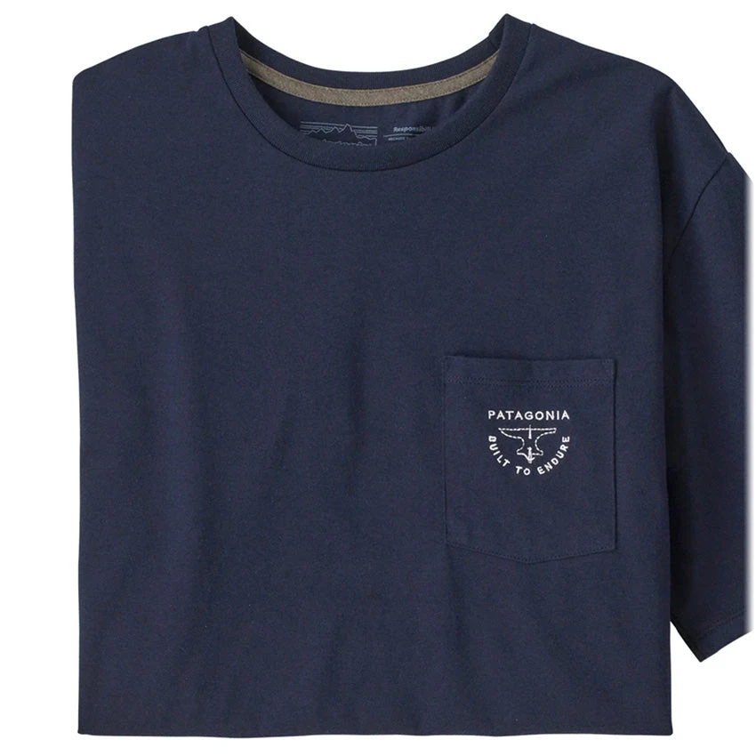 Patagonia Men's Forge Mark Crest Pocket Responsibili-Tee - New Navy 1 Patagonia Men's Forge Mark Crest Pocket Responsibili-Tee - New Navy