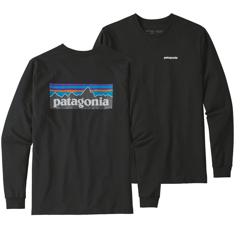 Patagonia Men's Long Sleeved P-6 Logo Responsibili-Tee - Black