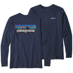 Patagonia Men's Long Sleeved P-6 Logo Responsibili-Tee - Classic Navy
