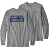 Patagonia Men's Long Sleeved P-6 Logo Responsibili-Tee - Gravel Heather