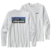 Patagonia Men's Long Sleeved P-6 Logo Responsibili-Tee - White