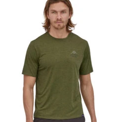 Patagonia Men's Capilene Cool Daily Graphic Shirt - MTB Crest: Palo Green X-Dye -Outdoor Apparel Patagonia MensCapileneCoolDailyShirt MTBGreen 05