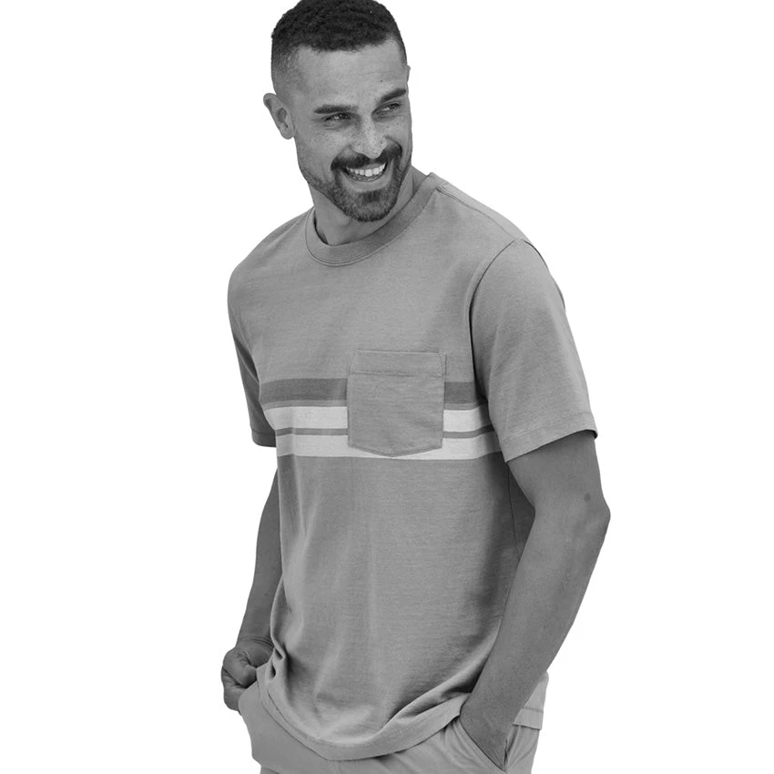 Patagonia Men's Cotton In Conversion MW Pocket Tee - The Point Stripe: Current Blue 2 Patagonia Men's Cotton In Conversion MW Pocket Tee - The Point Stripe: Current Blue - Image 2