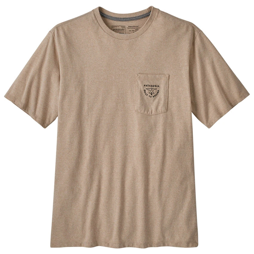 Patagonia Men's Forge Mark Crest Pocket Responsibili-Tee - Oar Tan 1 Patagonia Men's Forge Mark Crest Pocket Responsibili-Tee - Oar Tan