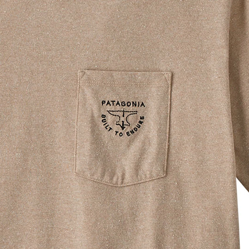 Patagonia Men's Forge Mark Crest Pocket Responsibili-Tee - Oar Tan 2 Patagonia Men's Forge Mark Crest Pocket Responsibili-Tee - Oar Tan - Image 2