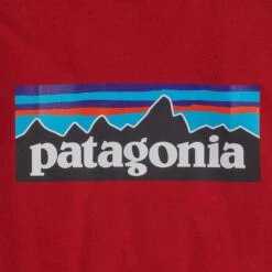 Patagonia Men's Long Sleeved P-6 Logo Responsibili-Tee - Sumac Red -Outdoor Apparel Patagonia MsLongSleeveResponsibiliTee SumacRed 02