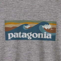 Patagonia Men's Capilene Cool Daily Graphic Shirt - Waters - Boardshort Logo Abalone Blue: Feather Grey -Outdoor Apparel Patagonia SS23 CapGraphicShirtWaters BLAF 03