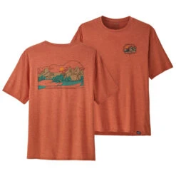 Patagonia Men's Capilene Cool Daily Graphic Shirt - Lands - Lost And Found: Quartz Coral X-Dye