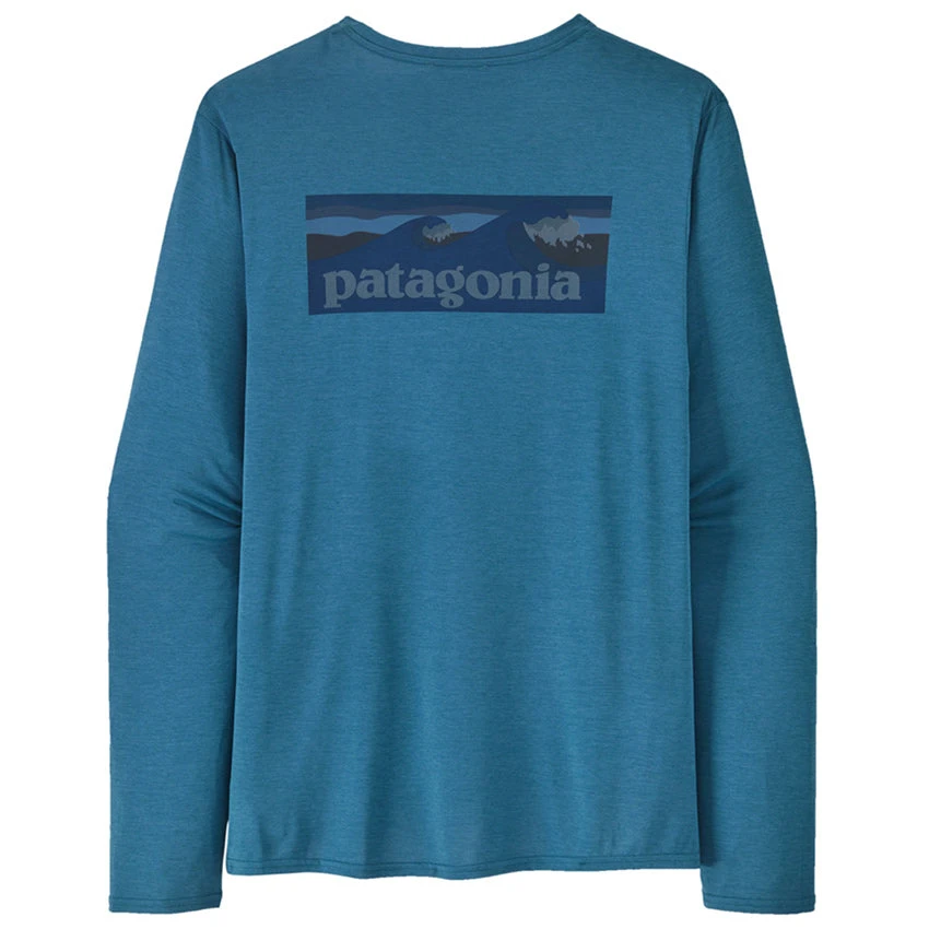 Patagonia Men's L/S Capilene Cool Daily Graphic Shirt - Waters - Boardshort Logo: Wavy Blue X-Dye 3 Patagonia Men's L/S Capilene Cool Daily Graphic Shirt - Waters - Boardshort Logo: Wavy Blue X-Dye - Image 3