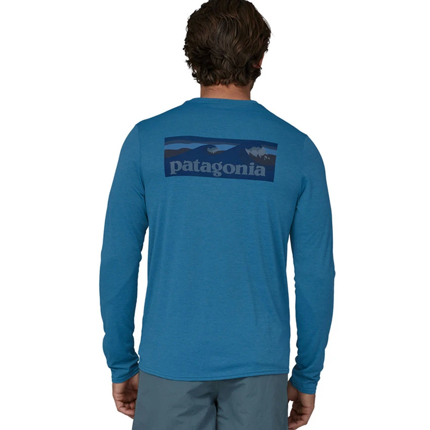 Patagonia Men's L/S Capilene Cool Daily Graphic Shirt - Waters - Boardshort Logo: Wavy Blue X-Dye 5 Patagonia Men's L/S Capilene Cool Daily Graphic Shirt - Waters - Boardshort Logo: Wavy Blue X-Dye - Image 5