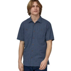 Patagonia Men's Back Step Shirt - Rainfall Plaid: Stone Blue -Outdoor Apparel Patagonia SS23 MsBackStepShirt RFBE 04