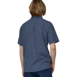 Patagonia Men's Back Step Shirt - Rainfall Plaid: Stone Blue -Outdoor Apparel Patagonia SS23 MsBackStepShirt RFBE 05