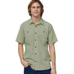 Patagonia Men's Back Step Shirt - Rainfall Plaid: Salvia Green -Outdoor Apparel Patagonia SS23 MsBackStepShirt RFSG 04