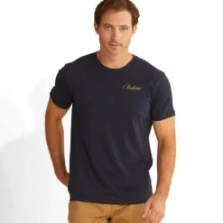 Pendleton Chief Joseph Graphic Tee - Midnight Navy/Light Orange -Outdoor Apparel Pendleton SS23 ChiefJosephTee NavyGold 03