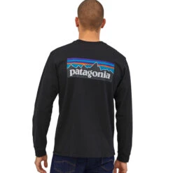 Patagonia Men's Long Sleeved P-6 Logo Responsibili-Tee - Black -Outdoor Apparel SS23 Patagonia LSP6ResponsibiliTee BLK 02
