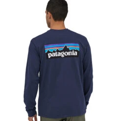 Patagonia Men's Long Sleeved P-6 Logo Responsibili-Tee - Classic Navy -Outdoor Apparel SS23 Patagonia LSP6ResponsibiliTee CNY 02