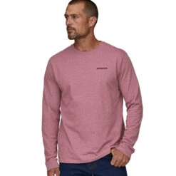 Patagonia Men's Long Sleeved P-6 Logo Responsibili-Tee - Evening Mauve -Outdoor Apparel SS23 Patagonia LSP6Tee EVMA 03