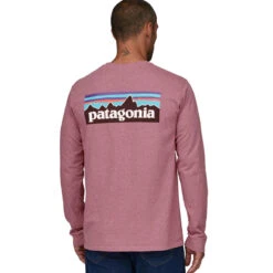 Patagonia Men's Long Sleeved P-6 Logo Responsibili-Tee - Evening Mauve -Outdoor Apparel SS23 Patagonia LSP6Tee EVMA 04
