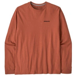 Patagonia Men's Long Sleeved P-6 Logo Responsibili-Tee - Quartz Coral -Outdoor Apparel SS23 Patagonia LSP6Tee QZCO 03