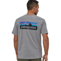 Patagonia Men's P-6 Logo Responsibili-Tee - Gravel Heather -Outdoor Apparel SS23 Patagonia P6ResponsibiliTee GLH 02