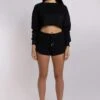 Oversized Cropped Jumper - Black