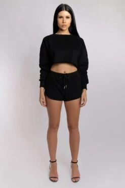 Oversized Cropped Jumper - Black