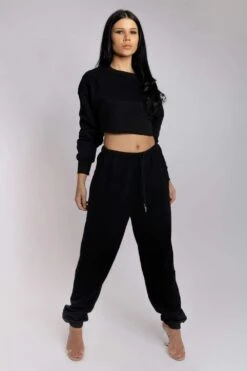 Oversized Cropped Jumper - Black -Outdoor Apparel creatures of xix tops oversized cropped jumper black 28736249725062