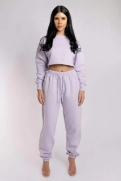 Oversized Cropped Jumper - Lilac