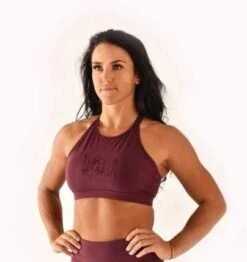Embossed Sports Bra Burgundy