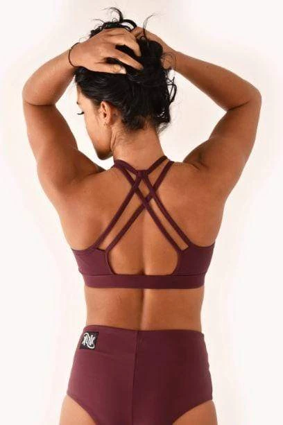 Embossed Sports Bra Burgundy 2 Embossed Sports Bra Burgundy - Image 2